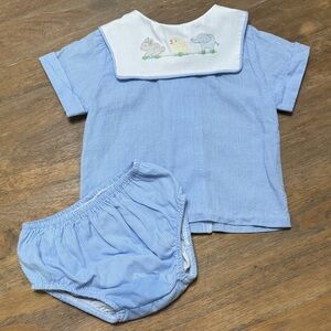 The Bailey Boys Blue Kids Embroidered Animal Outfit